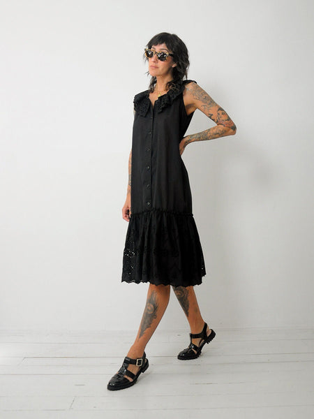 Black Eyelet Ruffle Dress