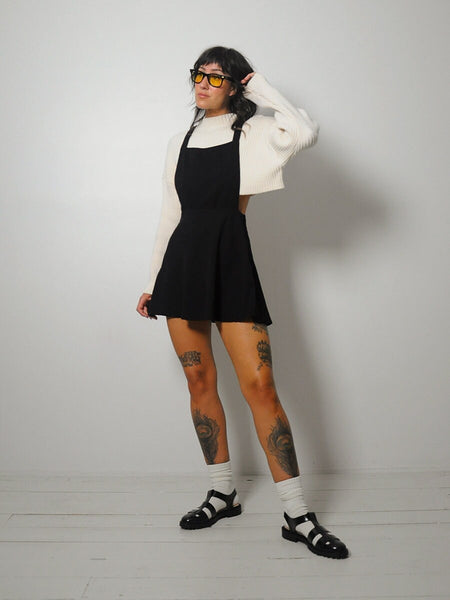 90's Black Suspender Mini Dress