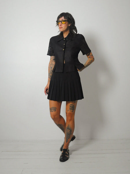 1980's Linen Lattice Sleeve Blazer