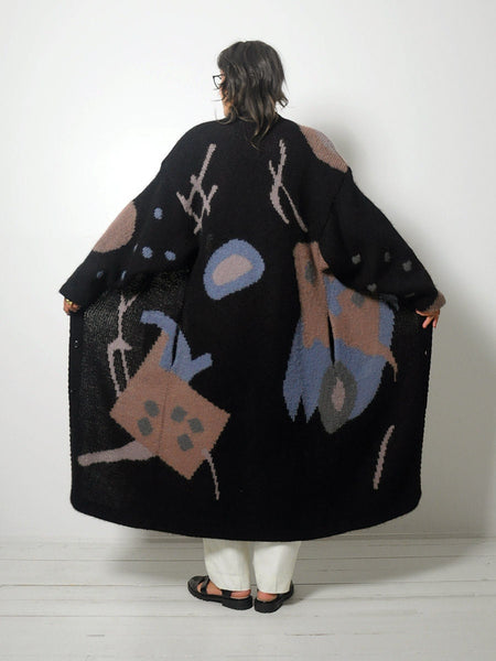 1980's Geometric Wool Sweater Coat
