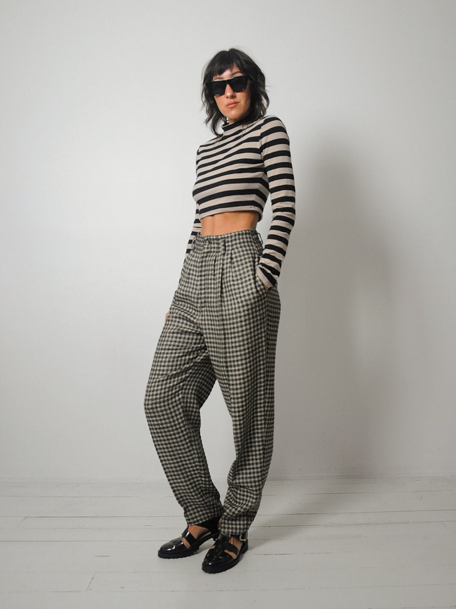 1980's Woven Plaid Trousers 27x29