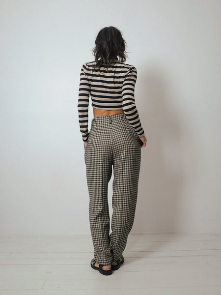 1980's Woven Plaid Trousers 27x29