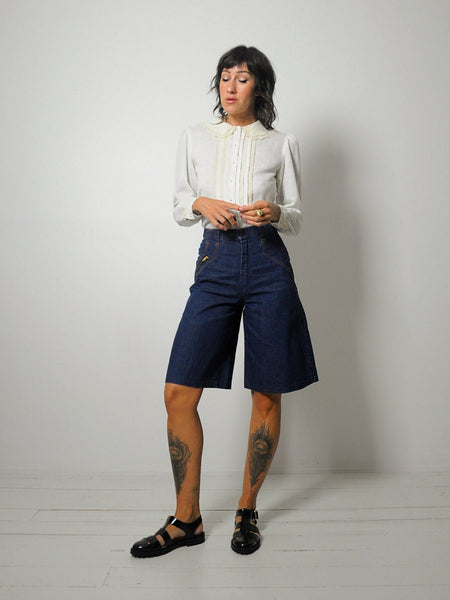 1970's Lanz Woven Lace Blouse