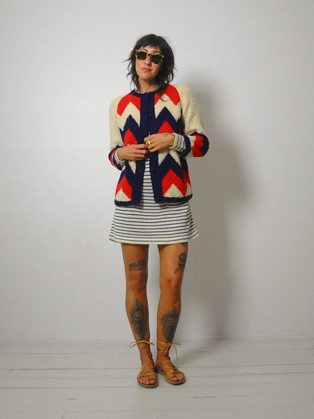 1960's I.Magnin Boucle Chevron Cardigan