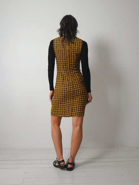 1960's Woven Houndstooth Wiggle Dress