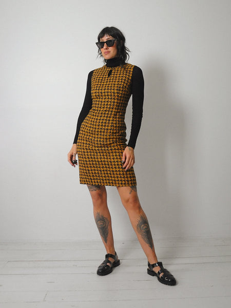 1960's Woven Houndstooth Wiggle Dress