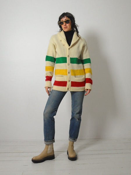 1980's Ralph Lauren Hudson Bay Stripe Cardigan