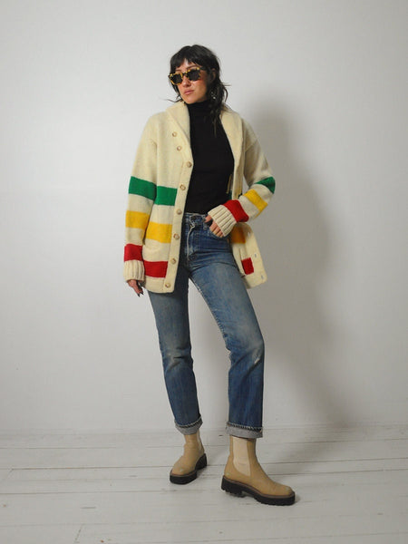 1980's Ralph Lauren Hudson Bay Stripe Cardigan