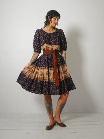 1970's Paisley Puff Sleeve Dress