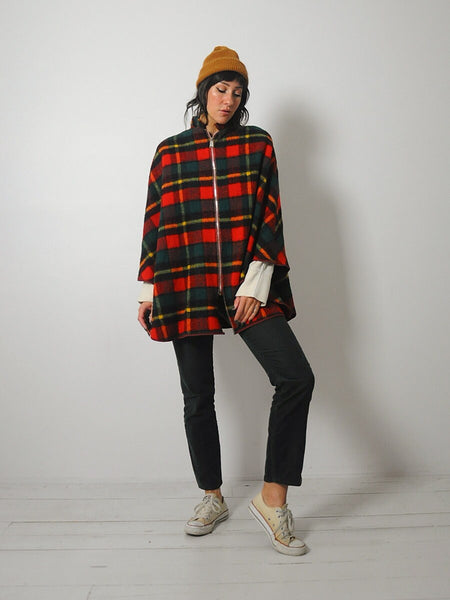 1960's Tartan Wool Plaid Cape