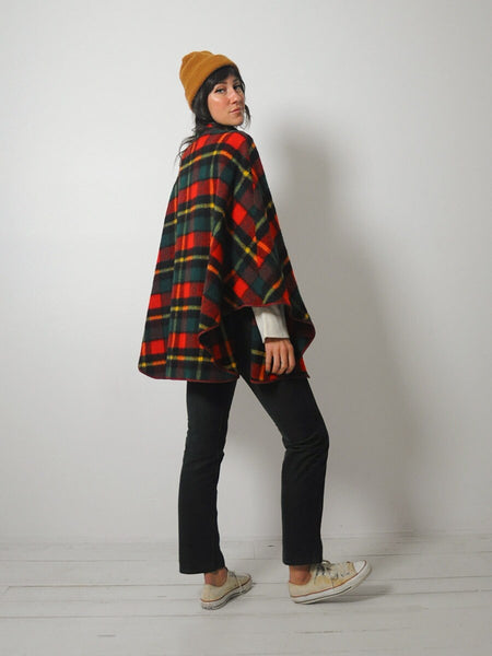 1960's Tartan Wool Plaid Cape