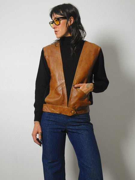 1960's Wool & Leather Pocket Sweater