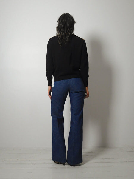 1960's Wool & Leather Pocket Sweater