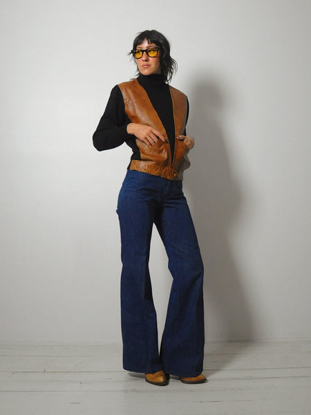 1960's Wool & Leather Pocket Sweater