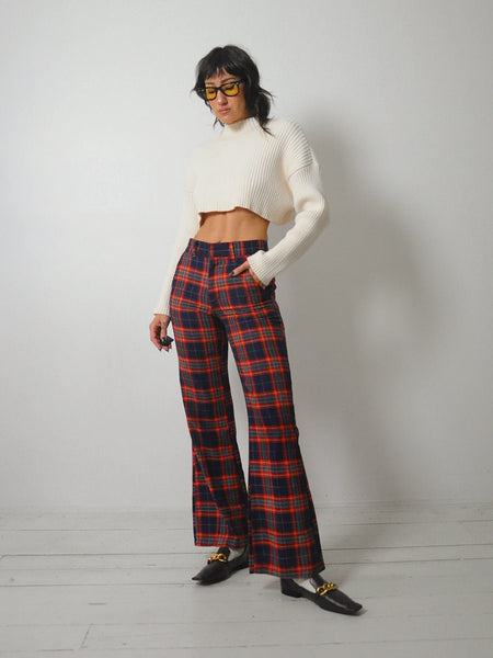 1970's Tartan Plaid Flared Pants 28x31