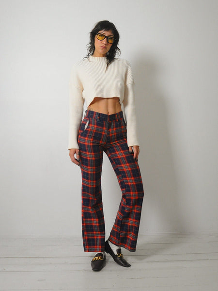 1970's Tartan Plaid Flared Pants 28x31