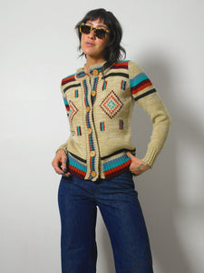1970's Diamond Stripe Knit Cardigan