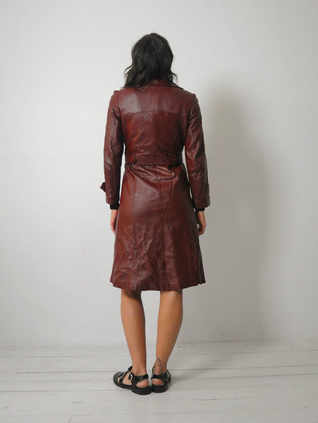 1970's Merlot Leather Trench Coat