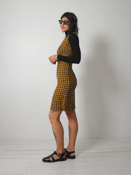 1960's Woven Houndstooth Wiggle Dress