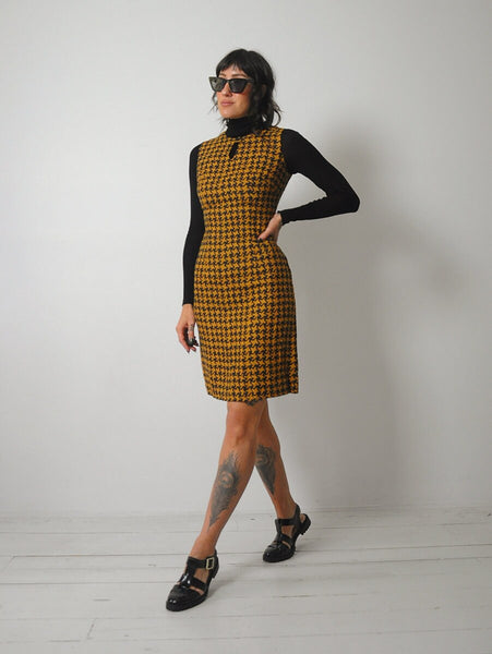 1960's Woven Houndstooth Wiggle Dress