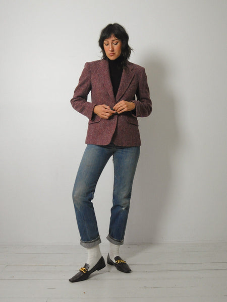 1970's Maroon Wool Tweed Blazer