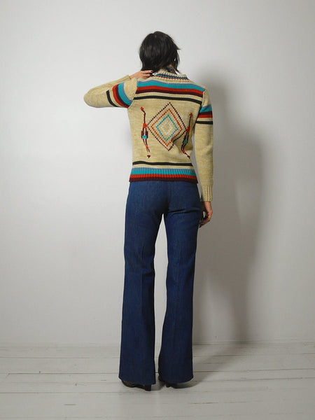 1970's Diamond Stripe Knit Cardigan