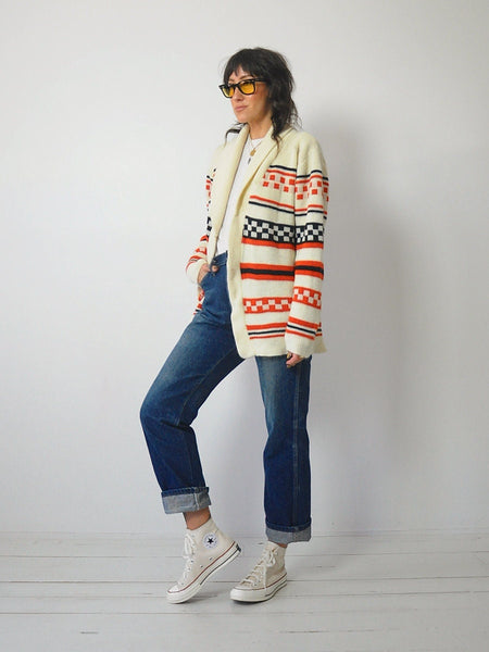 1980's Checkerboard Stripe Cardigan