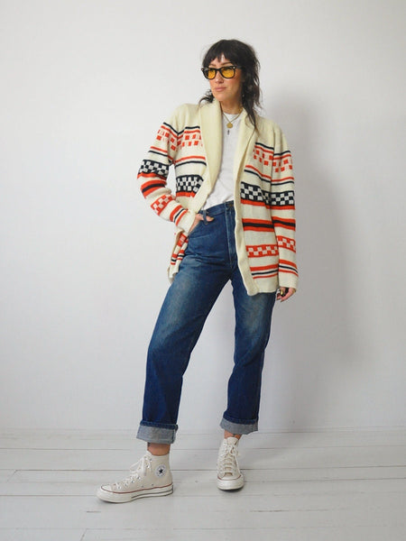 1980's Checkerboard Stripe Cardigan