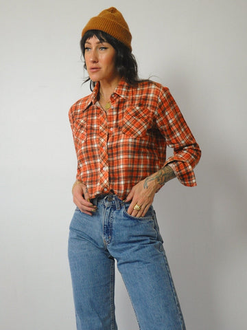 1970's Copper Petite Plaid Flannel