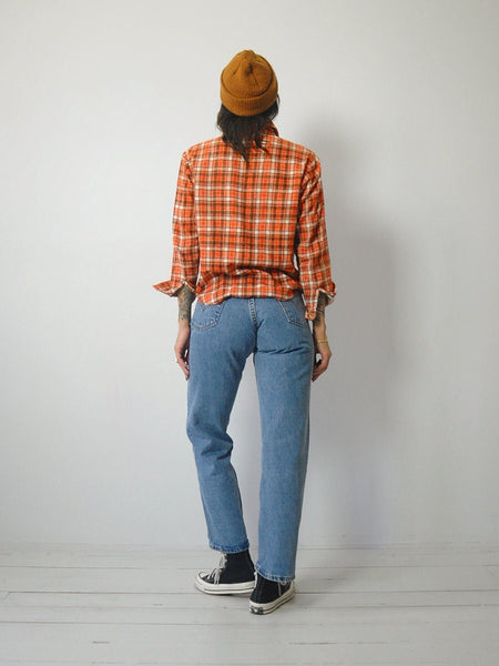 1970's Copper Petite Plaid Flannel