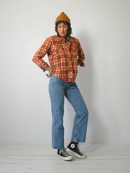 1970's Copper Petite Plaid Flannel