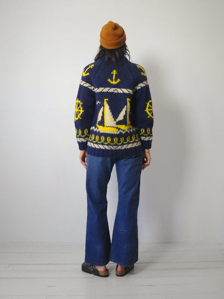 1950's Nautical Wool Cowichan Cardigan