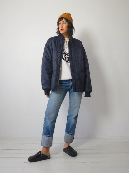 1980's Navy Quilted Puffer Jacket
