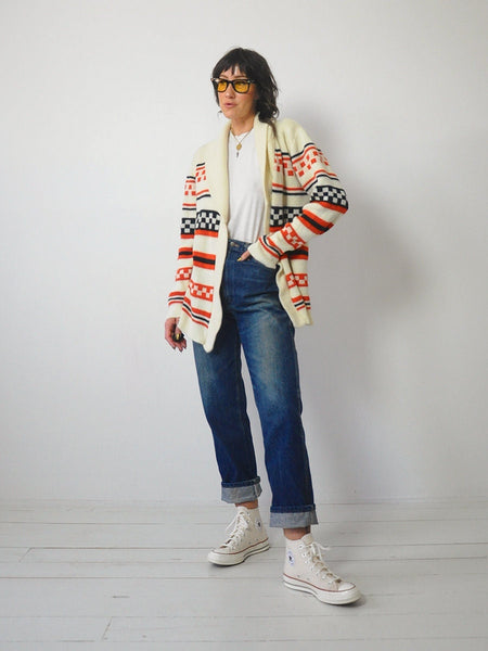 1980's Checkerboard Stripe Cardigan
