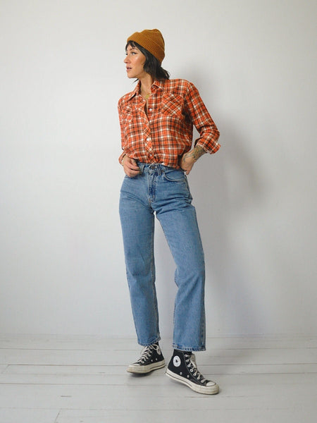 1970's Copper Petite Plaid Flannel