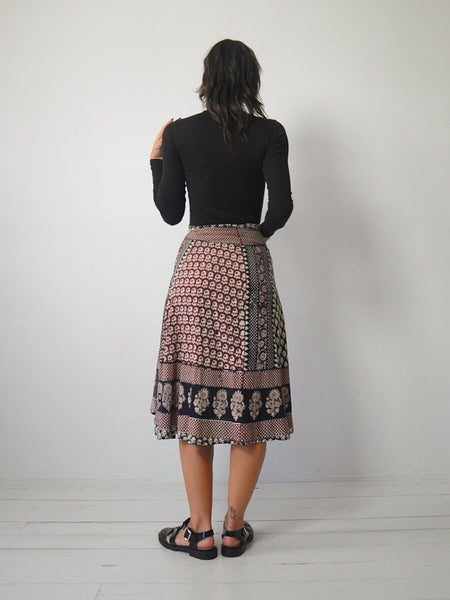 1970's Checkered Batik Wrap Skirt