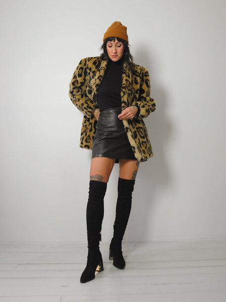 1980's Leopard Faux Fur Coat