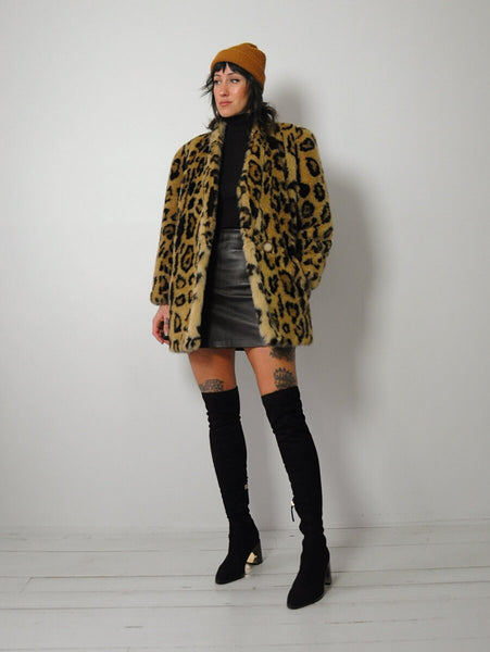 1980's Leopard Faux Fur Coat