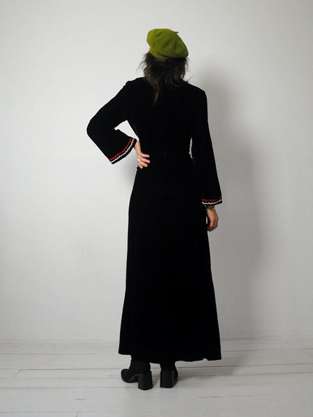 1960's Velvet Bell Sleeve Dress