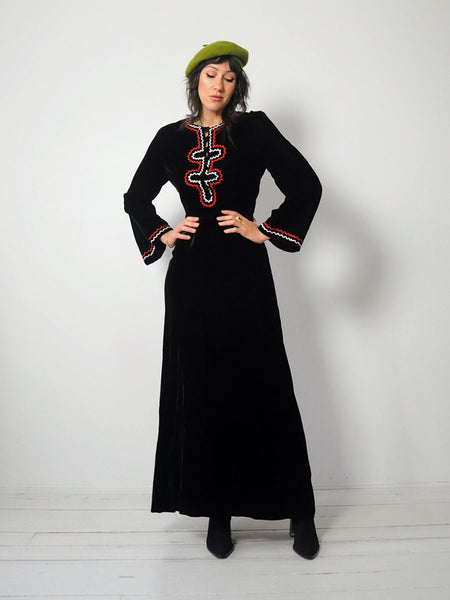 1960's Velvet Bell Sleeve Dress