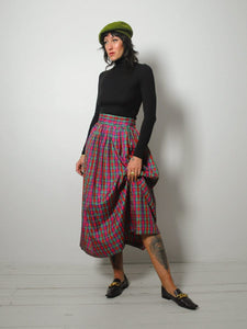 1980's Taffeta Tartan Plaid Skirt
