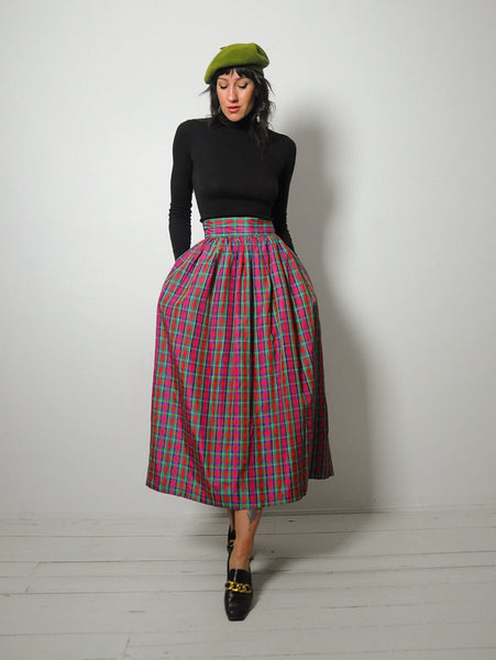 1980's Taffeta Tartan Plaid Skirt
