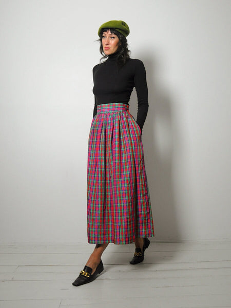1980's Taffeta Tartan Plaid Skirt