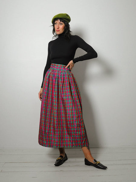 1980's Taffeta Tartan Plaid Skirt