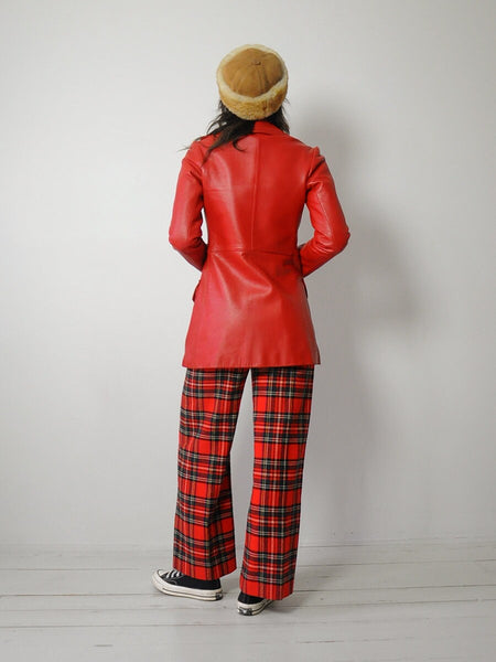 1970's Lipstick Red Leather Jacket