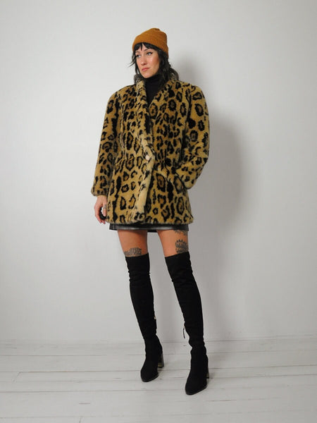 1980's Leopard Faux Fur Coat