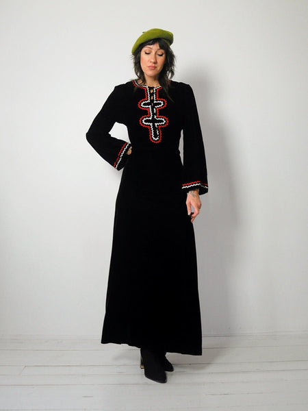 1960's Velvet Bell Sleeve Dress