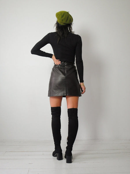 90's Cocoa Leather Mini skirt