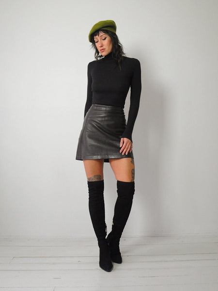 90's Cocoa Leather Mini skirt