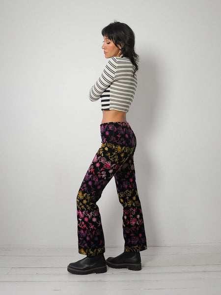 y2k Velvet Embroidered Floral Pants
